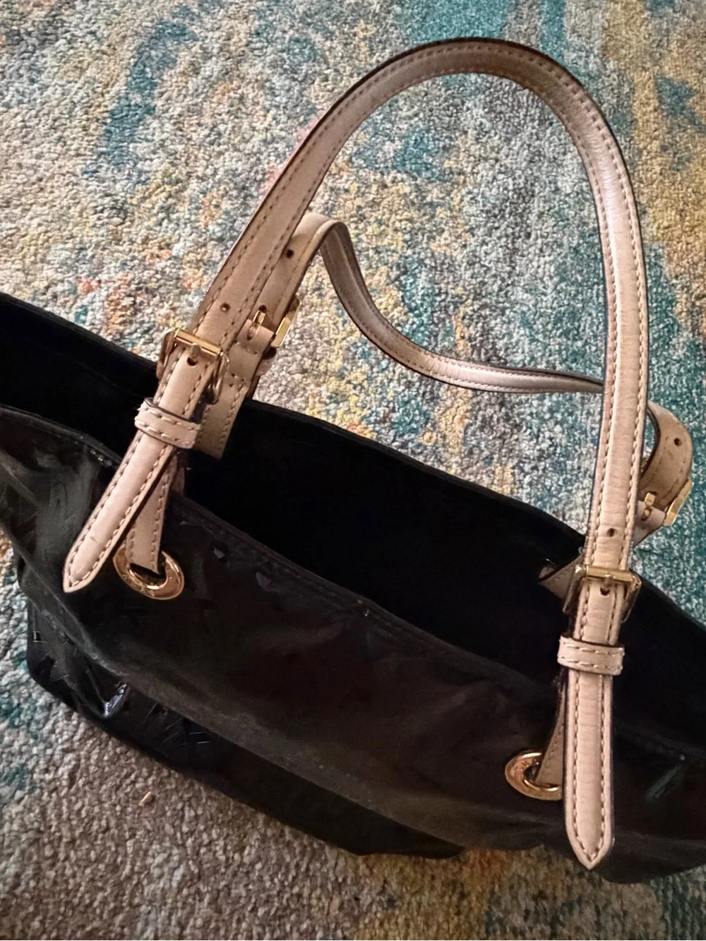 Michael Kors Jet Set Signature Patent Leather Tote